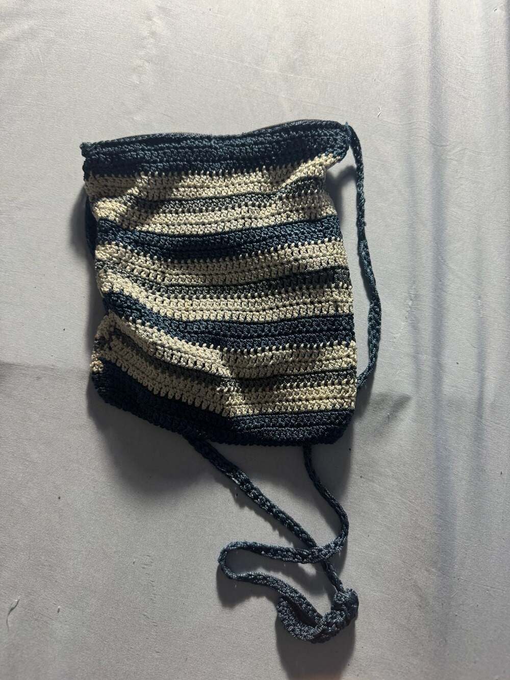 Limited Too Striped Crochet Crossbody Bag Blue White